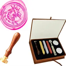 Винтажная филигрань Огненный Дракон на заказ изображение логотипа свадебные приглашения воск печать штамп Палисандр Ручка коробка комплект