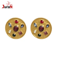 JURAN большой круглый красочные Кристальные серьги ZA Дизайн Металл себе горный хрусталь серьги гвоздики для женщин