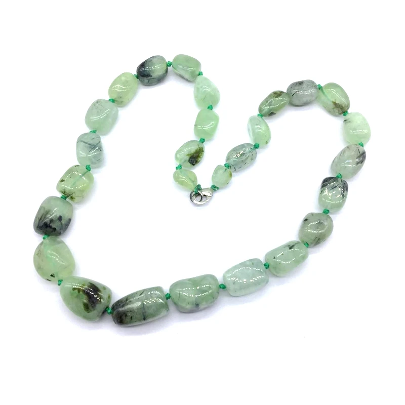 green prehnite Бусы из натурального камня Градуированные колье вечерние ювелирные изделия Размер 9x12 мм до 16x24 мм Амазонит Jaspers Howlite Unakite и т. Д - Окраска металла: green prehnite