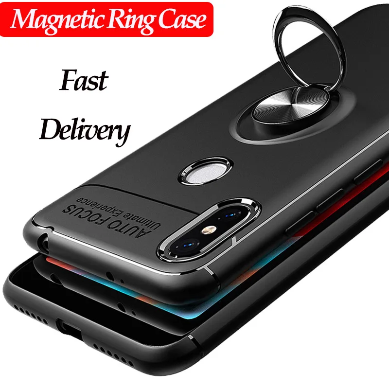 

Magnetic Phone Holder Case on For Xiaomi Redmi Note 5 7 Mi 9T Pro Note 4X 4 Case Ring Stand Cover Silicone Back Protector Case