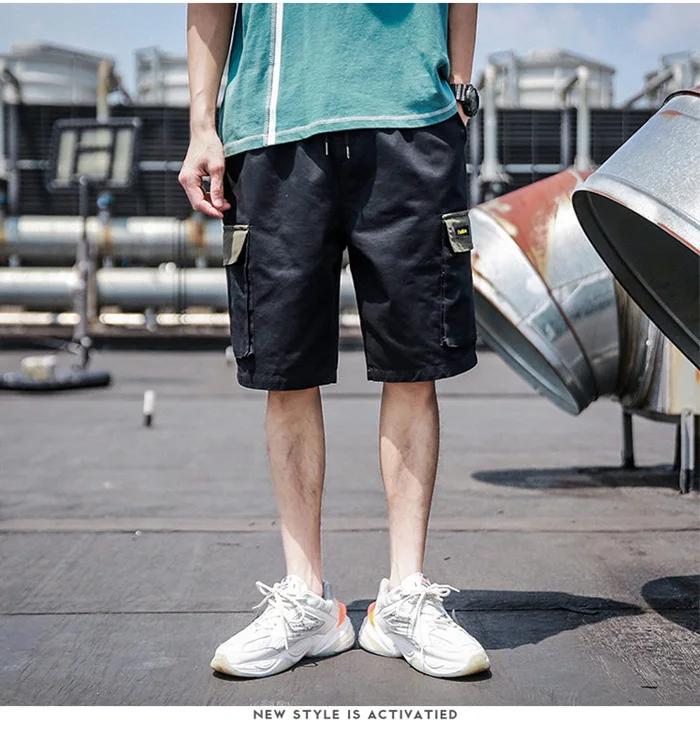 Летние Новые шорты Мужчины мульти-карманные модные эластичные талии повседневные Прямые хлопковые Соединенные шорты Высококачественная