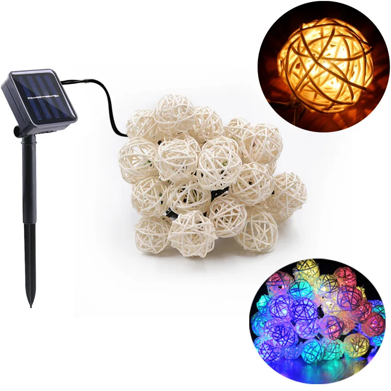 

Wenhsin Solar Light String 30LED Rattan Ball Dry Flower Ball Christmas Day Light String Outdoor Garden Decoration 8 Pattern