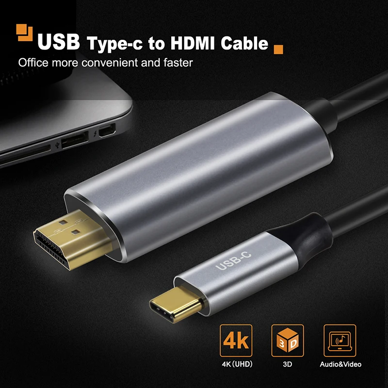 CABLETIME USB C to HDMI Cable Type C HDMI Adapter M/M 4K 60Hz Converter 1.8m Cable for MacBook Samsung Galaxy S8+ C028