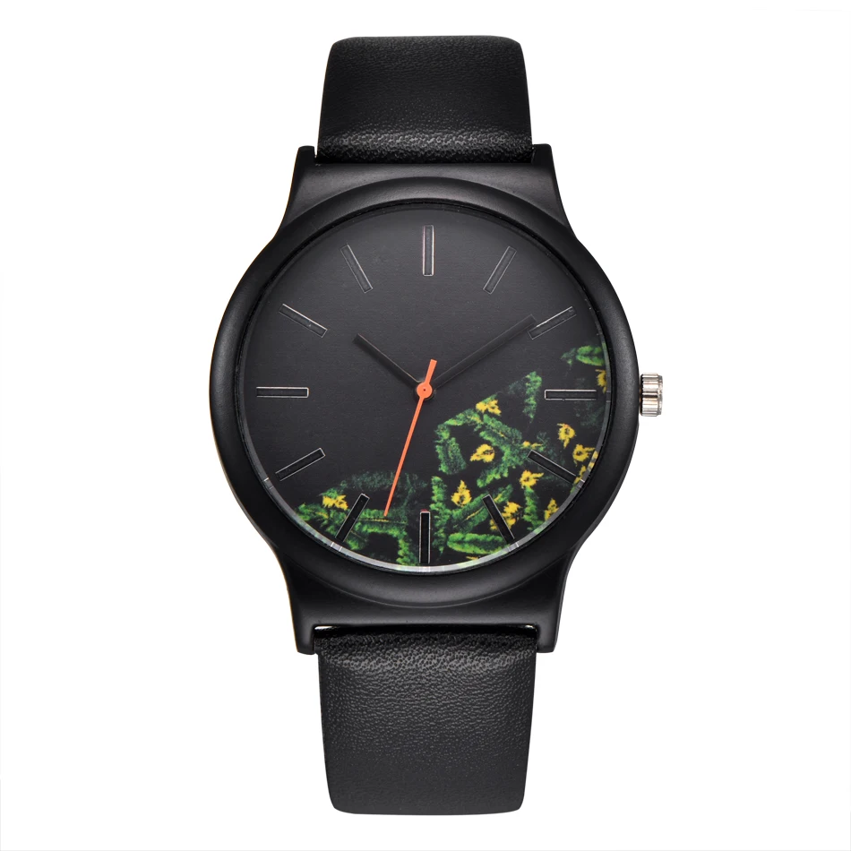 

Fashion Brand Floral Pattern Women's Quartz Watches Leather Wristwatch Ladies Dress Flowers Watch relogio feminino dropshipping