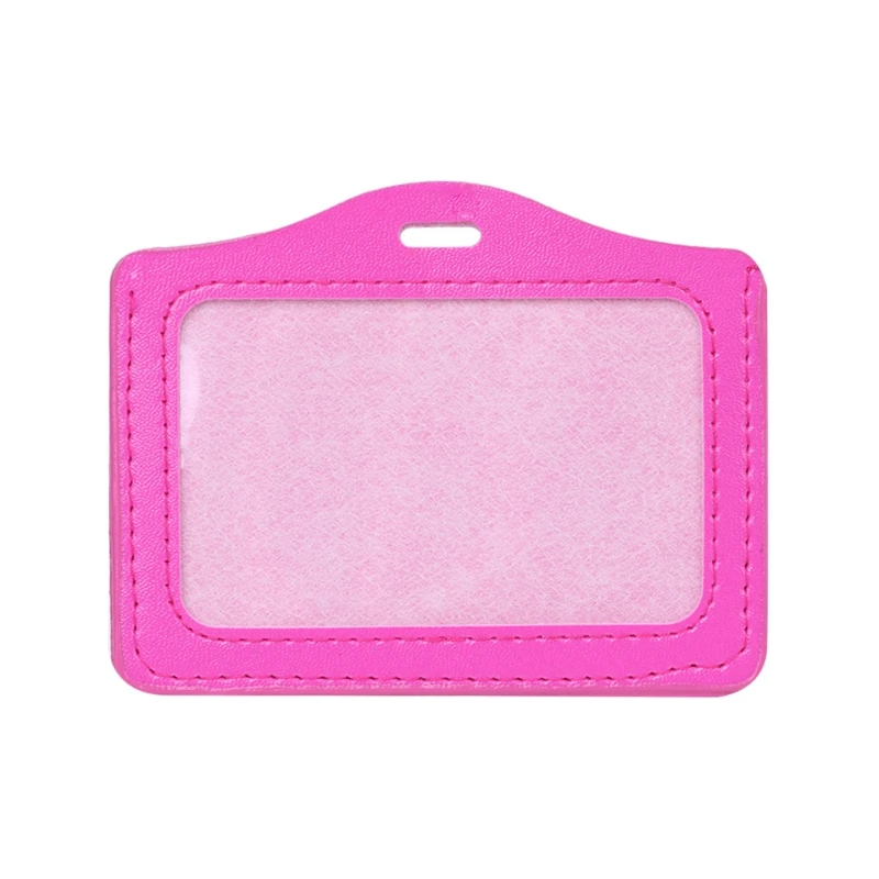 ID Window Business Work Card ID Badge Holder Case Badge Horizontal Type - Color: Hot pink