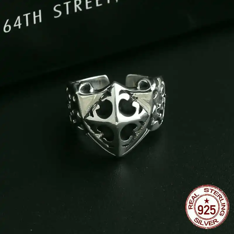 

S925 sterling silver men's ring personality fashion jewelry simple cross shape couple style 2018 new gift to send lover