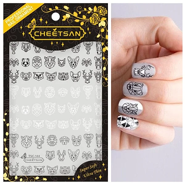 TSC-144 Cheetsan brand CHINA Panda Origami 2018 newest 3d nail art stickers decals export quality gold | Красота и здоровье