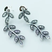 Игристые листья Серьги 925 стерлингового Серебряные ювелирные изделия для Для женщин