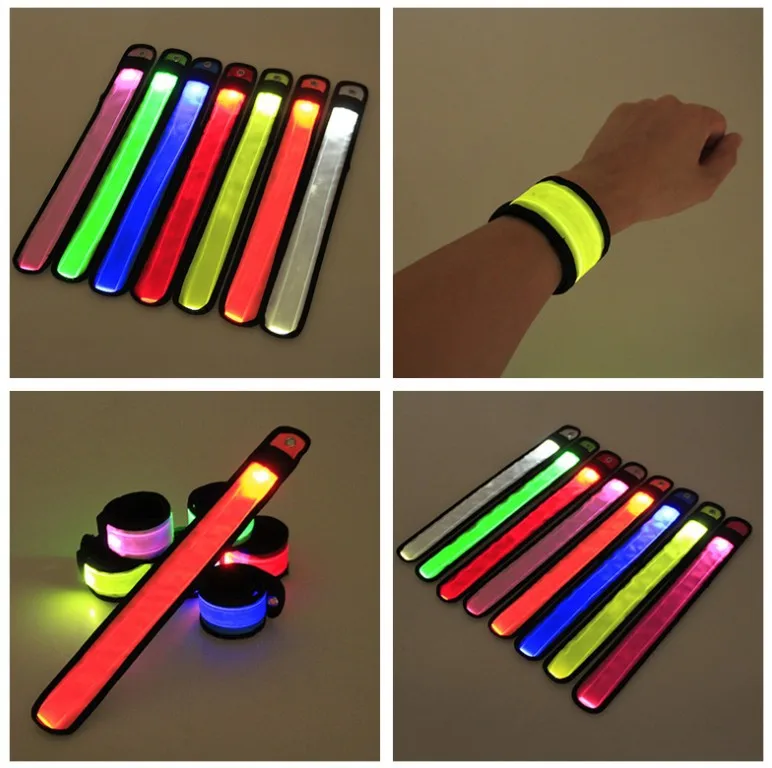 

200pcs Nylon LED Sports Slap Wristband Bands Wristband Light Flash Bracelet Glowing Bracelet Flare Strap Party Concert Bracelet