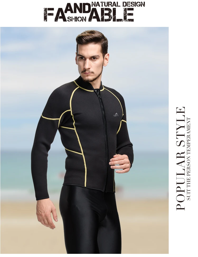 SBART 3 мм неопреновый гидрокостюм Топ для мужчин с длинным рукавом солнцезащитный крем УФ теплая куртка для серфинга для дайвинга Подводная охота мокрого костюма рубашка Размер 4XL