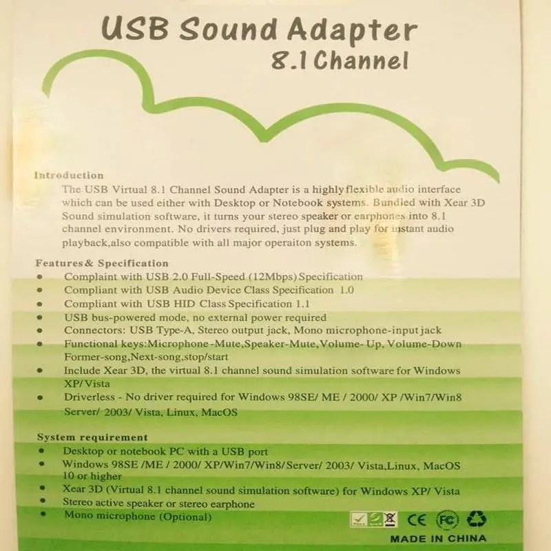 Внешний USB для 3D Аудио Звуковая карта с интерфейсом USB адаптер 8,1 канал для Win XP/7/8/10 Android, Linux, Mac OS микрофон гарнитуры 3,5 мм Jack