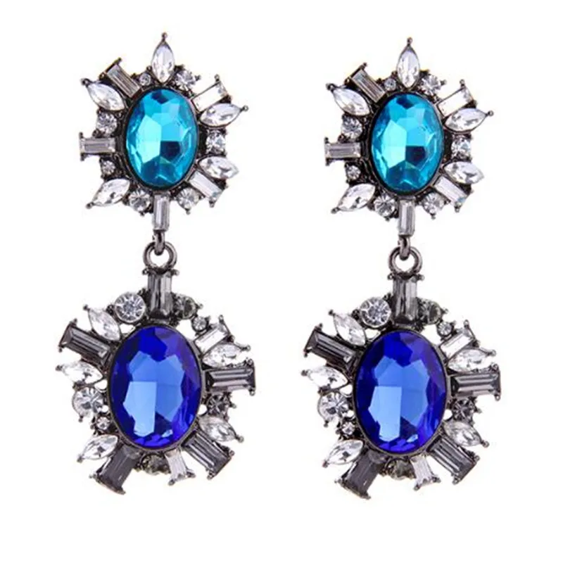 

High End Luxury Fashion Bijoux Delicate Blue Crystal Water Drop Earrings For Women Wedding Party Bridal Accessories Wholesale