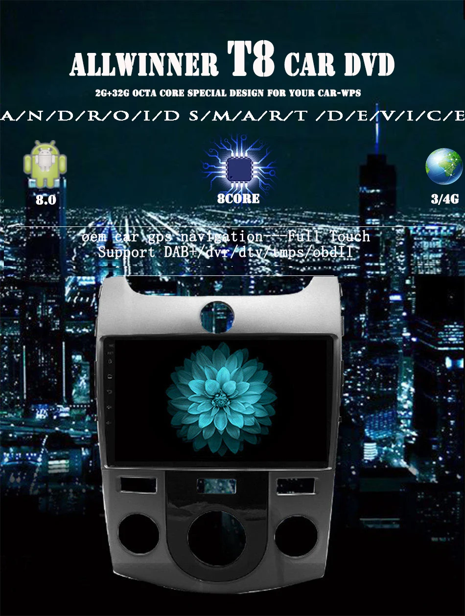 Best Android 8.1 Car DVD Player for Kia Forte Cerato 2008 2009 2010 2011 2012 With Car Radio gps 3/4g USB Map TV function head unit 2