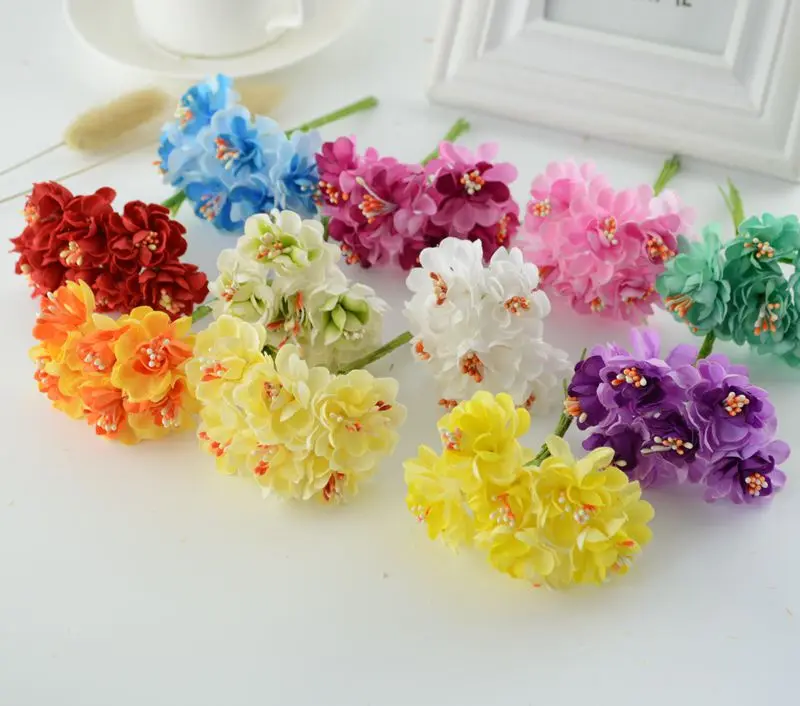 6pcs silk Stamen Fake Artificial flowers for wedding decoration handicraft DIY bride bouquet Decorative Gift Scrapbooking wreath 6pcs silk Stamen Fake Artificial flowers for wedding decoration handicraft DIY bride bouquet Decorative Gift Scrapbooking wreath