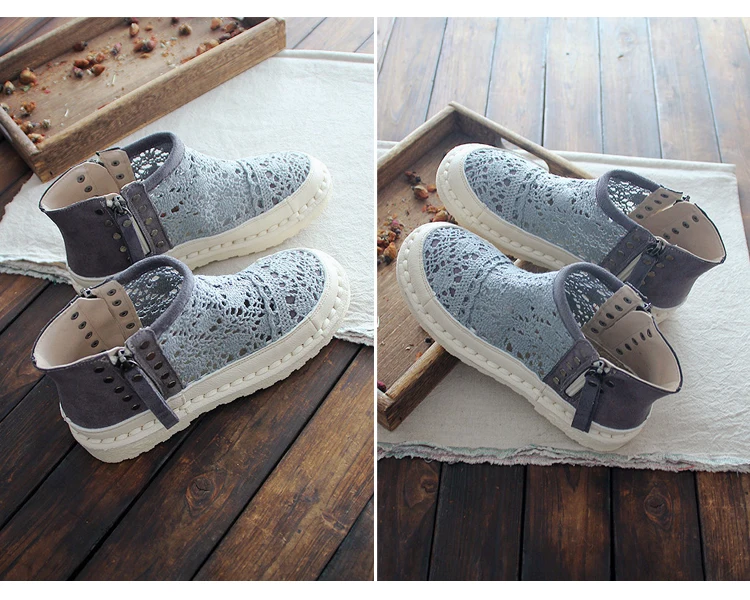 HUIFENGAZURRCS-Оригинальные сандалии ручной работы на мягкой подошве; Летняя обувь в рыбацком стиле с кружевным плетением; женская обувь на мягкой подошве в стиле ретро
