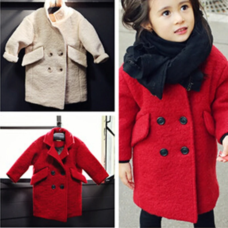 2017 Super Fashion Baby Girls Woolen Coat High Quality Warm Winter Kids