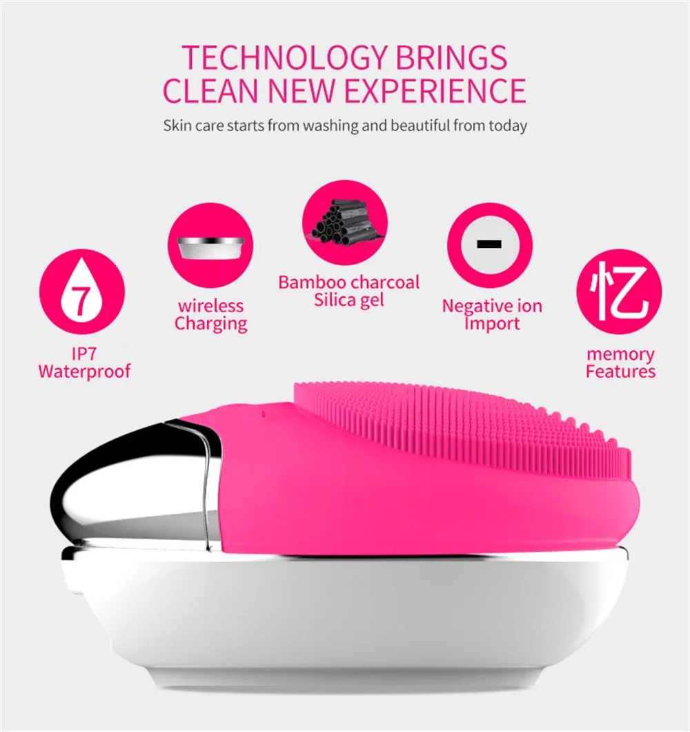 

Electric Face Cleanser Remove USB Base Charge Power Facial Deep Cleaning Face Make-up Residue Dry And Wet Face Cleaning Brush