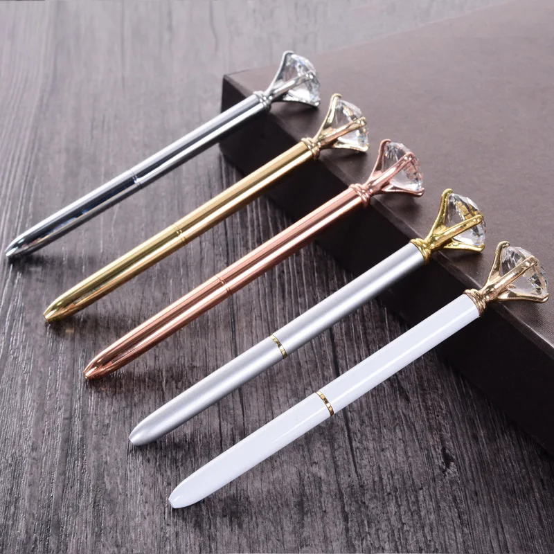 Creative Crystal Ballpoint Pen Big Gem Metal With Large Diamond Magical Fashion School Office Supplies Christmas Gift | Канцтовары для