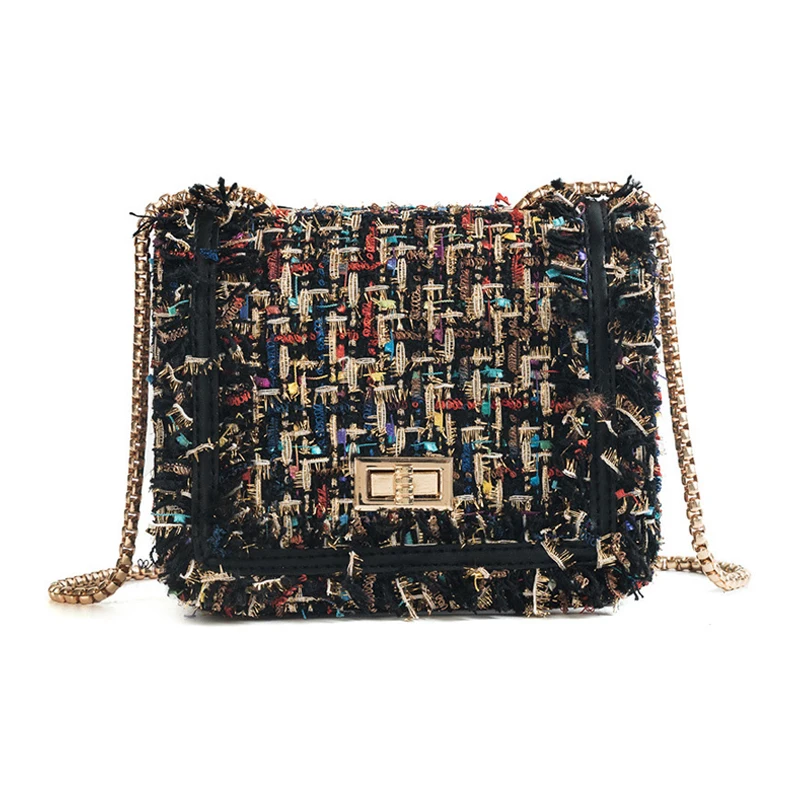 

5PCS / LOT Crossbody Bags For Women Luxury Handbags Designer Small Women Messenger Bags Wool Vintage Plaid Handbag