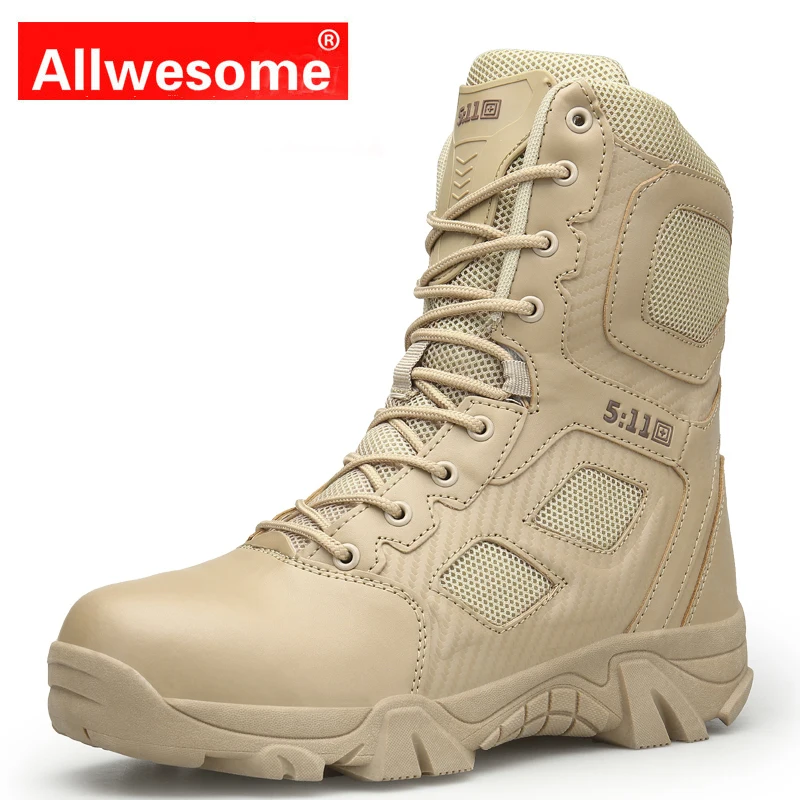 

Allwesome Men Military Boots Genuine Leather Timber Land Shoes Combat Safty High Boots for Men Size 47 Buty Botines Hombre