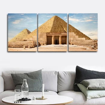 

Laeacco Posters and Prints Pyramid Paint On Canvas Painting Places of Interest Famous Wall Art Living Room Home Decor