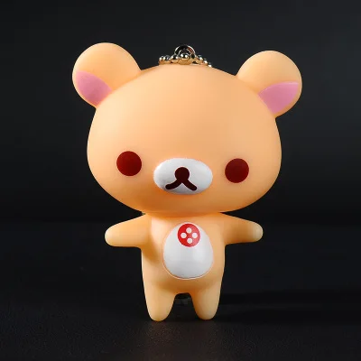 Мультяшный медведь Rilakkuma плюшевый кролик животное мех помпоны подвески-Помпоны женские кожаные брелки металлические брелки для ключей ключи от машины сумка кулон Шарм D92 - Цвет: 3