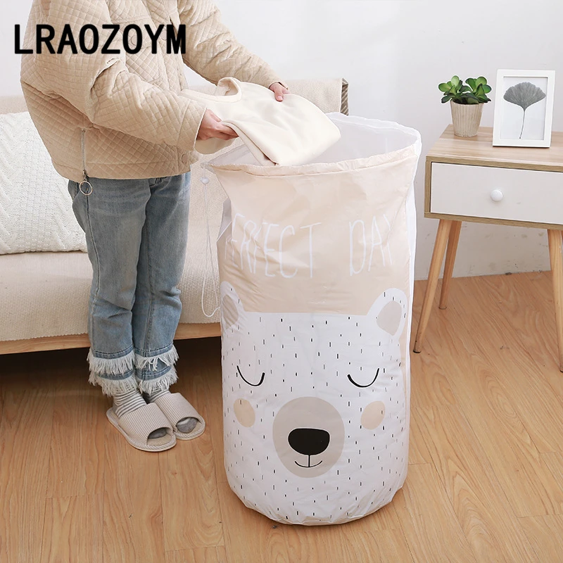 

LRAOZOYM Clothing Quilts Storage Bags Drawstring Bag Cute Cactus Panda Damp Proof PEVA Large Size For Bedroom 45*84CM LR069