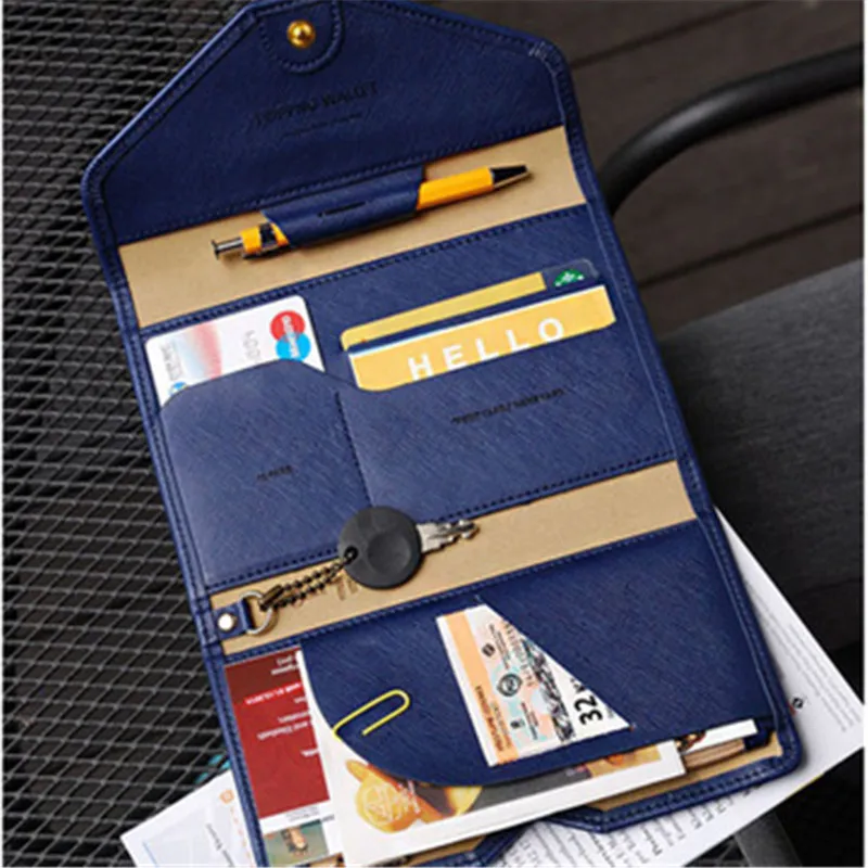 

2019 new document folder PU tri-fold multi-function travel passport package ID passport custom package