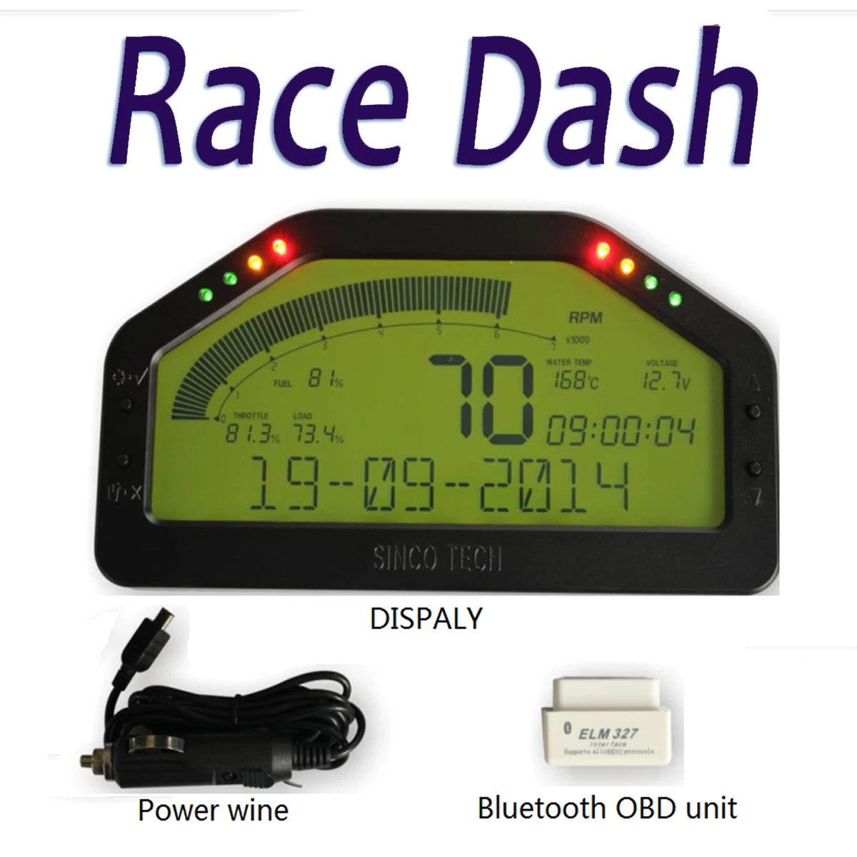 

Dash Race Display DO903 7000rpm OBDII Bluetooh Connection LED Gauge Sensor Kit LCD Display Screen Universal For Cars Racing Car