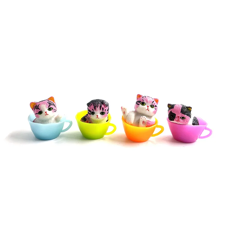 4 шт. чашка кошка котенок фигурка маленькое животное модель миниатюрный