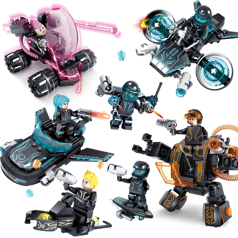 Legoings 4sets/lot Police City War X-Agents Armor Car Model Mech Robot Educational Legoed Building Blocks Toys for Children