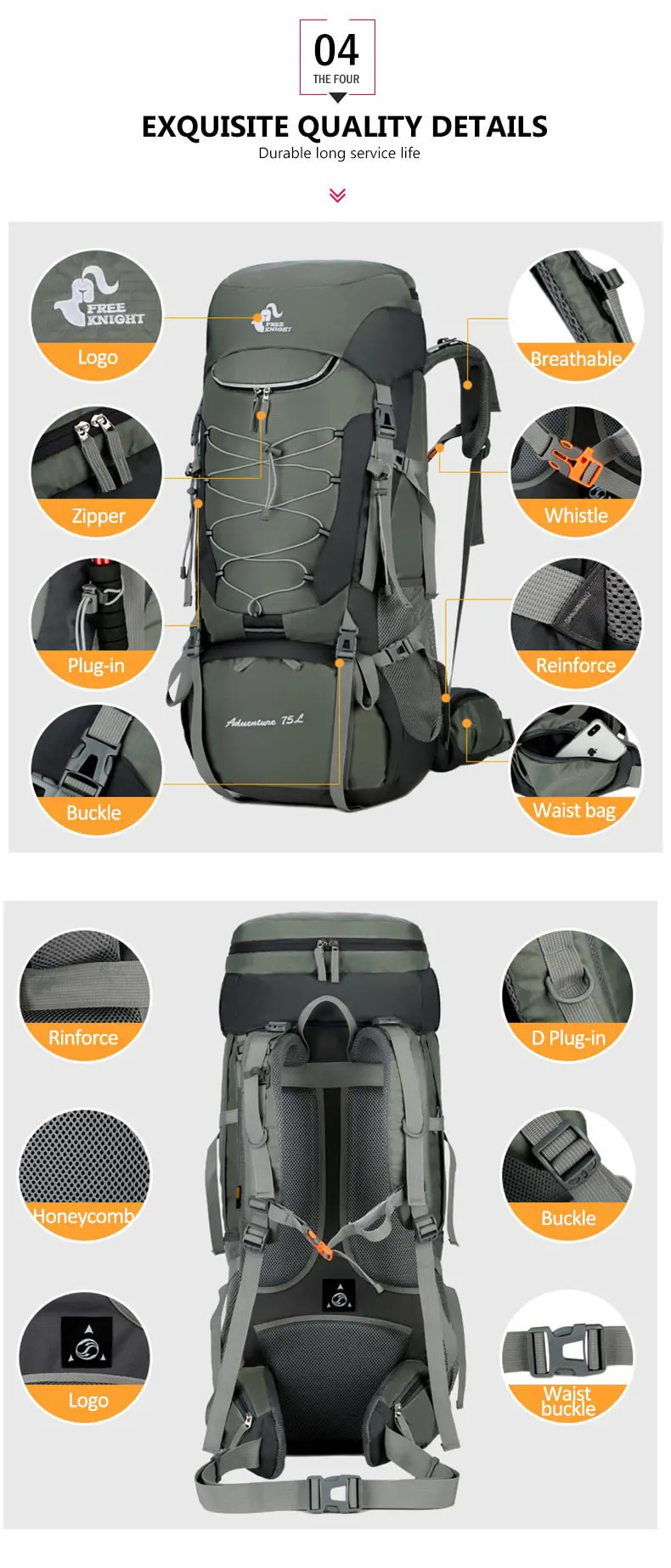 Mochilas de Acampamento Esporte com Capa Xa726wa ao ar Caminhadas Bolsa Chuva Viagem Escalada Montanhismo Livre 75l 9 75l mochilas de acampamento caminhadas saco esporte