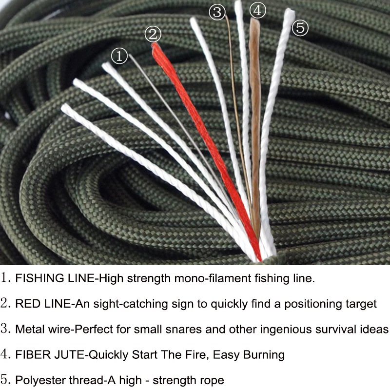 جعل النار multifunction paracord paracord 550 100ft paracord مع خط الصيد صوفان الشخصية بقاء paracord