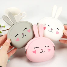 Кавайный модный кошелек для монет, милый мультипликационный кролик в стиле кавай, маленький кошелек для женщин и девочек, мягкая силиконовая сумка для монет, подарок для детей