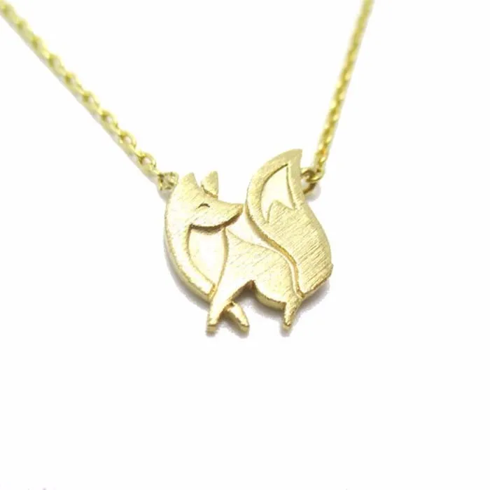 BABY FOX SHAPED SILHOUETTE PENDANT NECKLACE IN GOLD