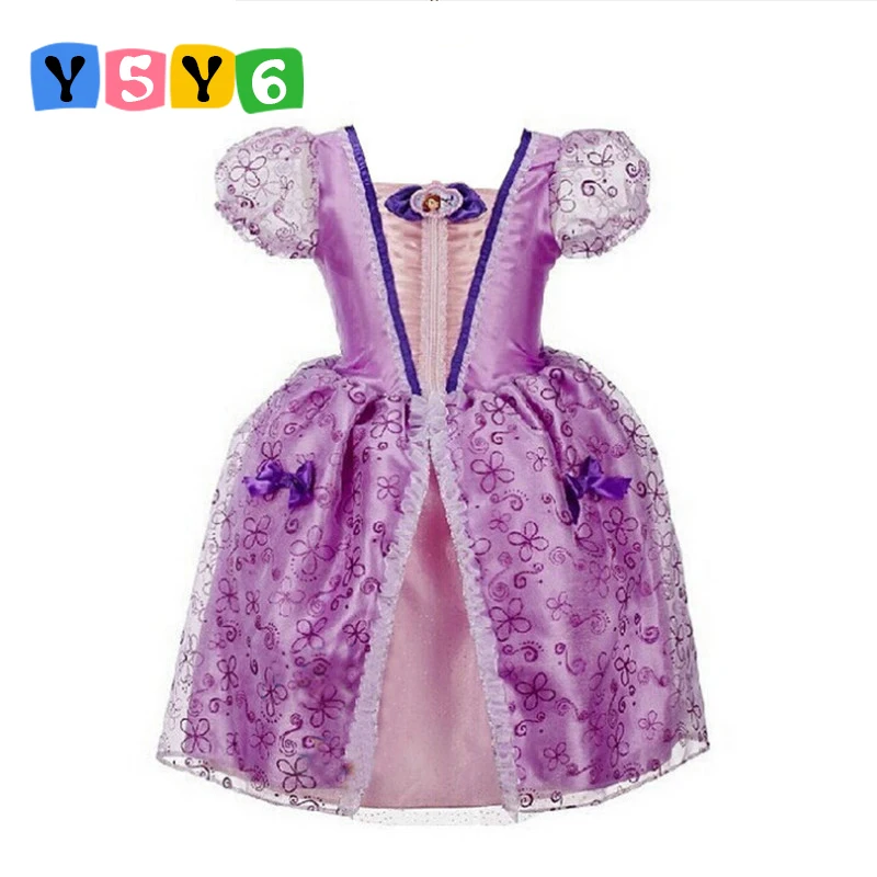 Новинка года, одежда для маленьких девочек возрастом от 3 до 10 лет карнавальный костюм принцессы платья Софии Детские платья для девочек, высокое качество