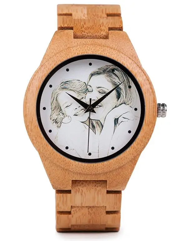 all bamboo watch Изготовленный на заказ Бренд ваш собственный фото часы Уникальный Бамбук Дерево кожа повседневные кварцевые мужские часы индивидуальный логотип подарок на день рождения для влюбленных - Цвет: all bamboo watch