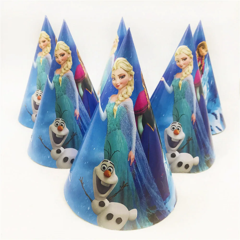 

Frozen Theme Birthday Party Supplies Disposable Paper Hats Caps Party Hat Kids Favors Kids Birthday Party Decoration 6pcs