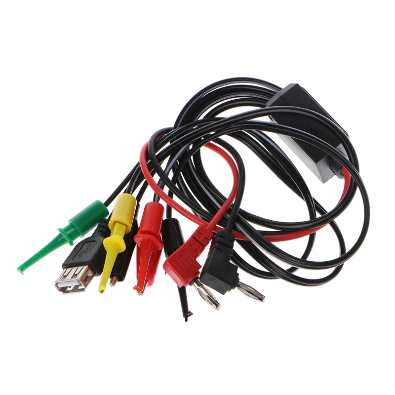 

63cm Power Supply Test Lead Cable Kit 2 Alligator Clip 2 Banana Plug 4 Hook Clip #0604