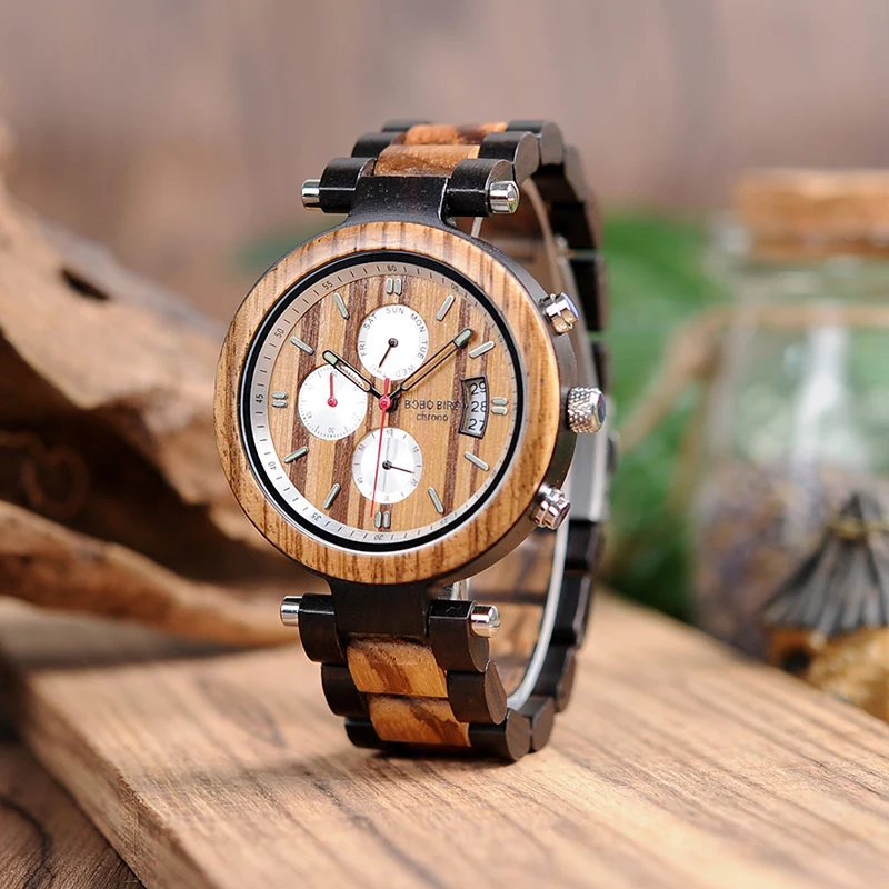 BOBO BIRD деревянные мужские часы лучший бренд класса люкс отображение даты секундомер часы для мужчин relojes para hombre