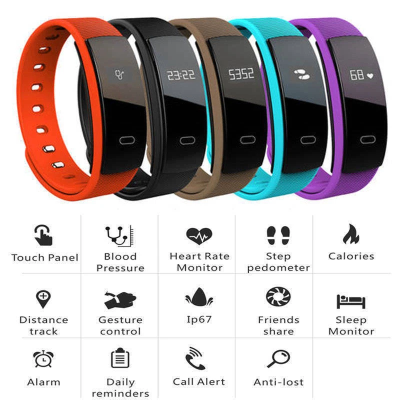 

QS80 Wireless Smart Wristband Fitness Tracker Activity Trackers Blood Pressure Pedometer Heart Rate Monitor Sport Smart Watches