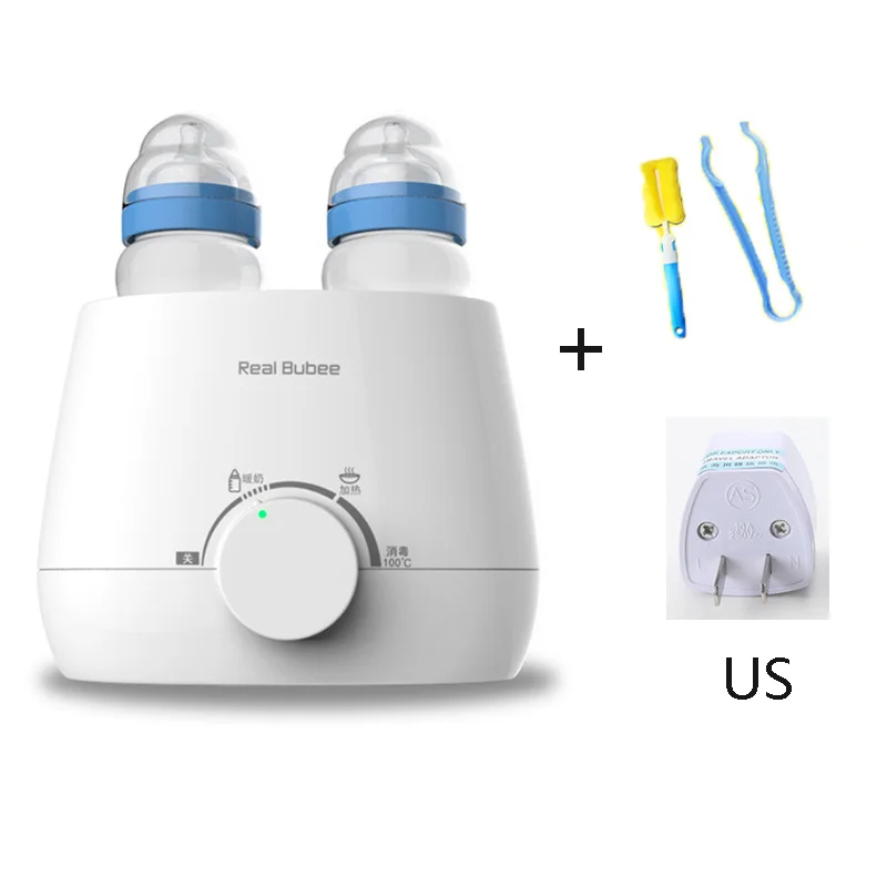 RealBubee Детские Кормление двойной бутылки теплее еда Теплый Универсальный стерилизатор молока Электрический постоянный дезинфекции - Цвет: US