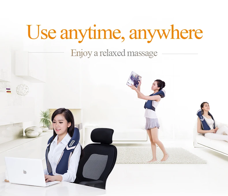 JinKaiRui Rechargeable Cordless Shoulder Body Massager Shiatsu Kneading Massage Hammer Heating Car Home Travel Dual Use03