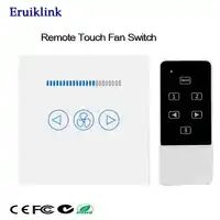 UK Standard 500W Fan Switch,Crystal Glass Panel Touch Wall Switch,Smart Home 433mhz RF Switch Works With Broadlink Rm Pro