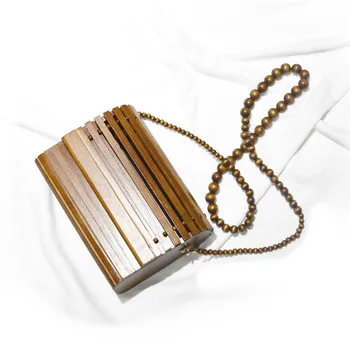 

luxury handbags Women Bags Wooden beads Hand Woven Bag Bamboo Bag Stitching Hollow Clutch Beach Holiday Shoulder Bag Female