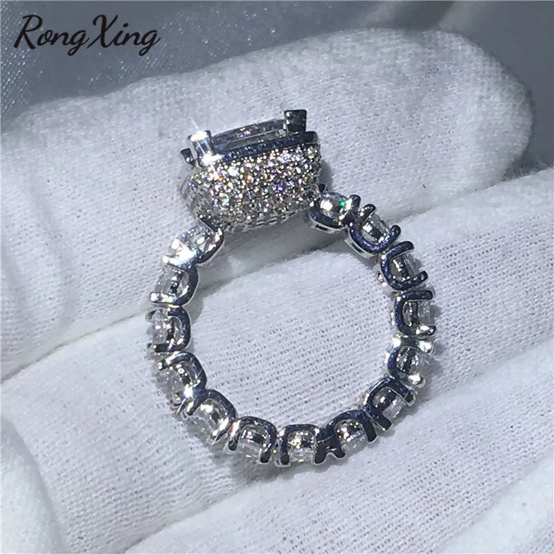 Обручальное кольцо RongXing серебристого цвета с квадратным цирконом обручальные