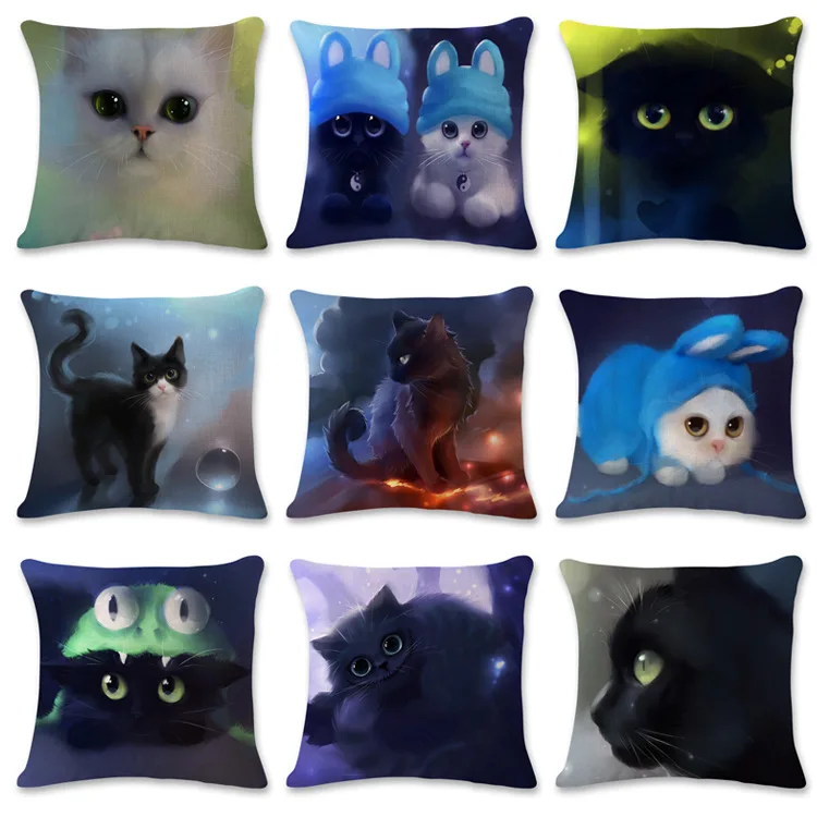 

European pillow sofa cushion 3d cat animal print pillowcase pillowcase home hotel cafe decoration