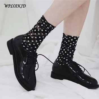 

[WPLOIKJD] Creative Harajuku Fashion Transparent Lace Pattern Dot Socks Ladies Socks Women