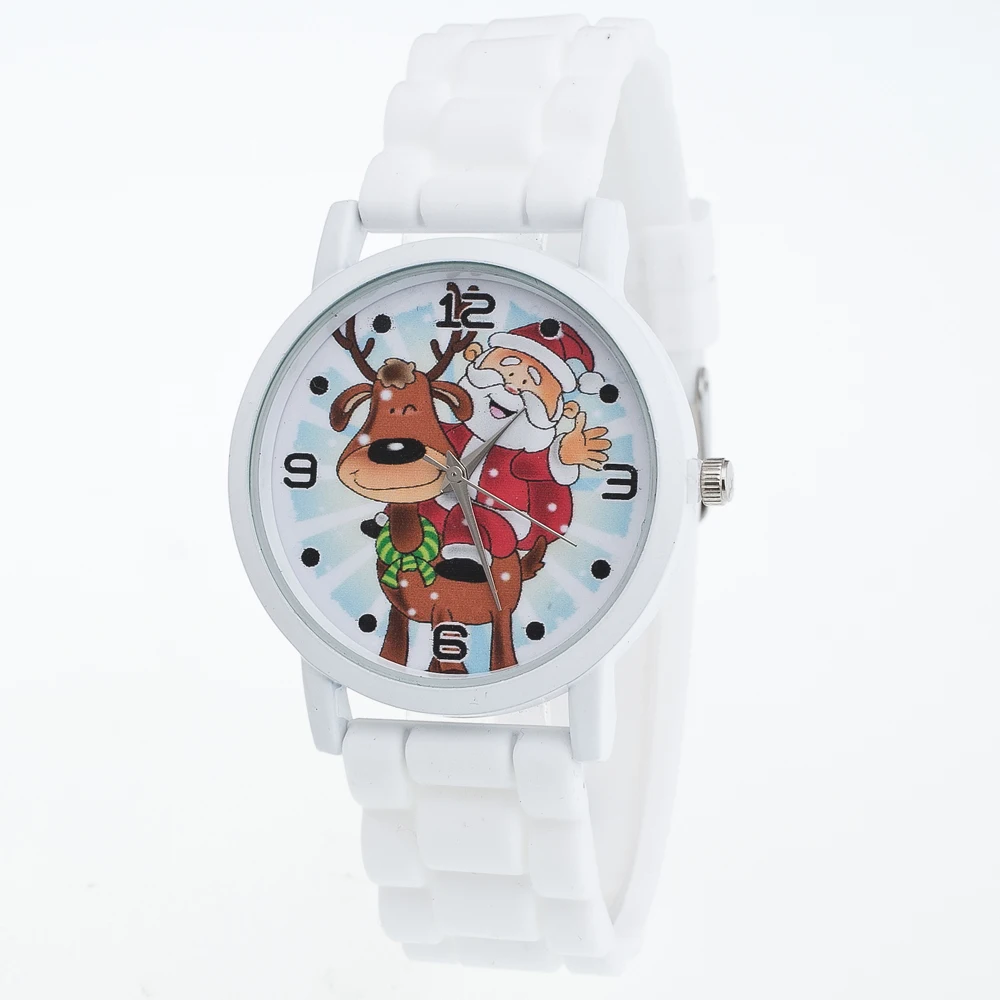 Классический мультфильм Рождественские подарки детей Цвет модные часы силиконовый ремешок наручные часы минималистский детские часы