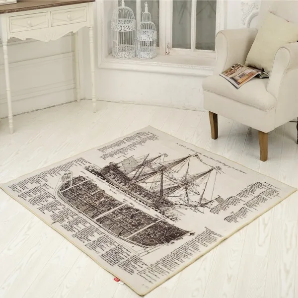 Retro Rug Nostalgic Newspaper Ship Carpet Hall Foyer Matin Carpet from